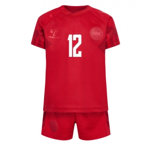 Maillot de foot Danemark Kasper Dolberg #12 Domicile enfant Monde 2022 Manches Courte (+ pantalon court)